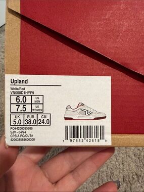 Vans Upland White and Red Low-Top Sneakers